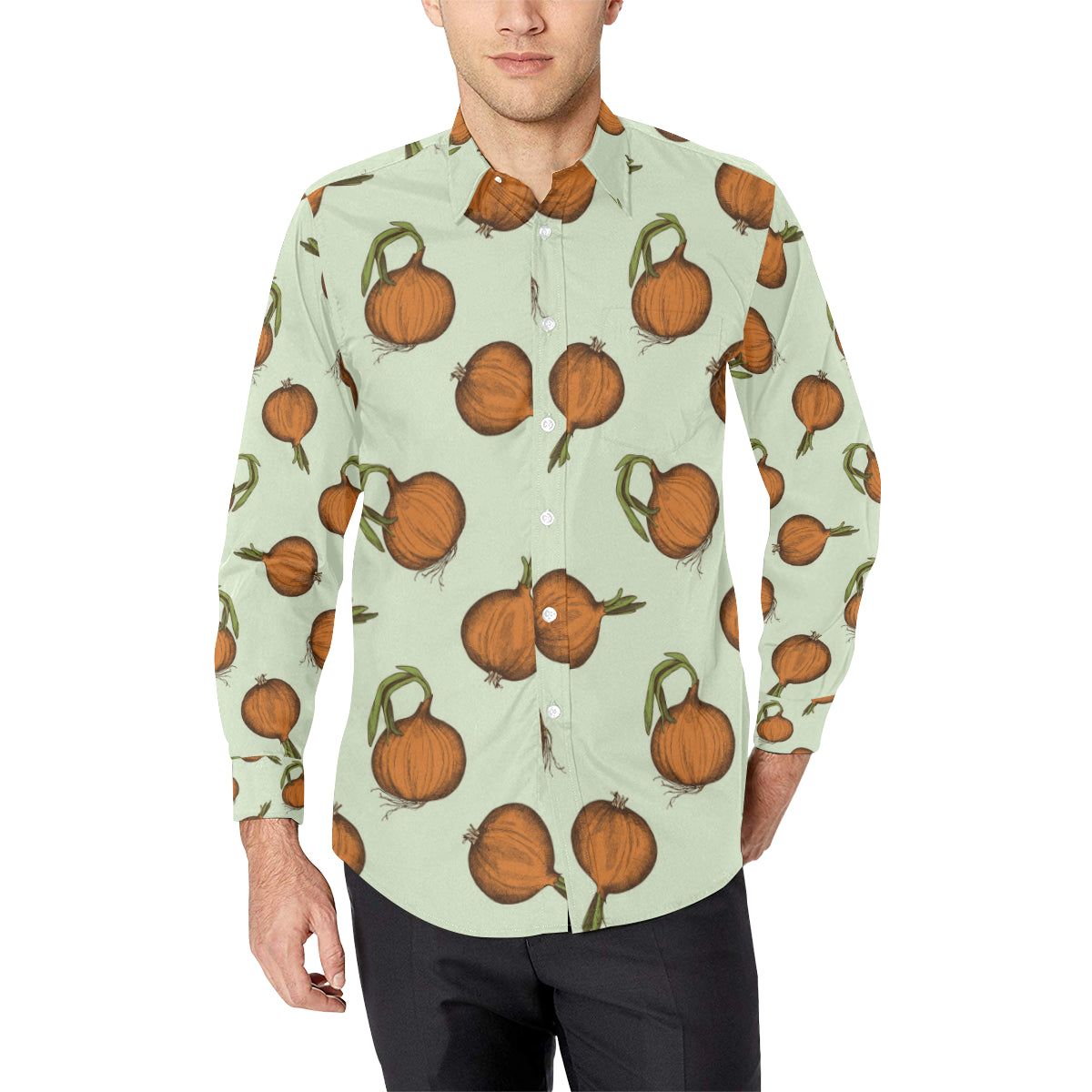 Onion Pattern Print Design A05 Men's Long Sleeve Shirt