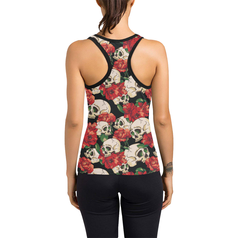 Skull Red Rose Women's Racerback Tank Top