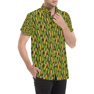 Agricultural Corn cob Print Men's Short Sleeve Button Up Shirt