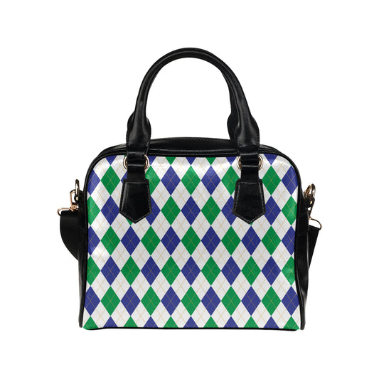 Argyle Green Blue Pattern Print Design 03 Shoulder Handbag