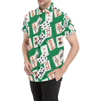 Poker Cards Pattern Print Design A03 Men's Short Sleeve Button Up Shirt