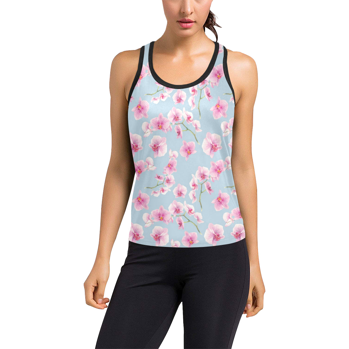 Orchid Pink Pattern Print Design OR01 Women's Racerback Tank Top