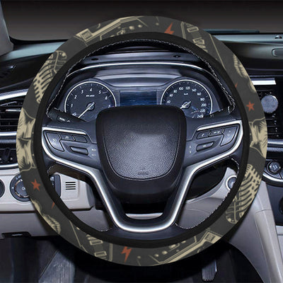 Rock and Roll Skull Pattern Print Design A03 Steering Wheel Cover with Elastic Edge