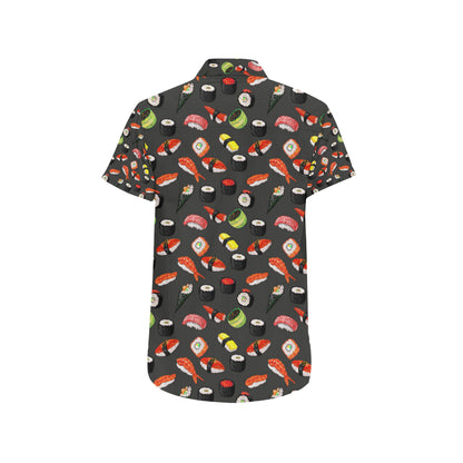 Sushi Design Print Men's Short Sleeve Button Up Shirt