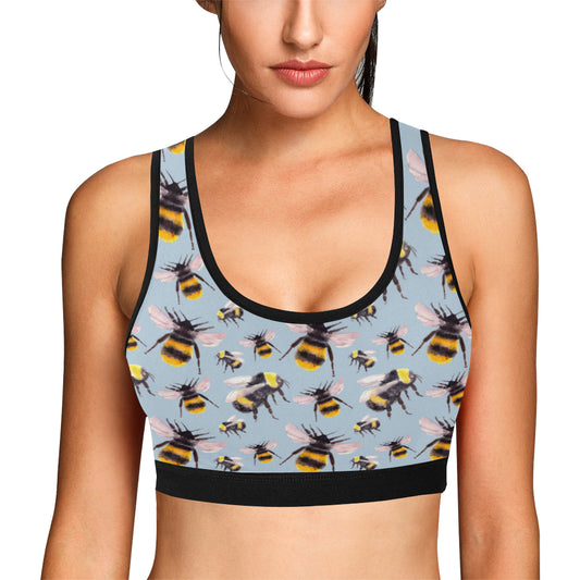 Bee Pattern Print Design BEE08 Sports Bra