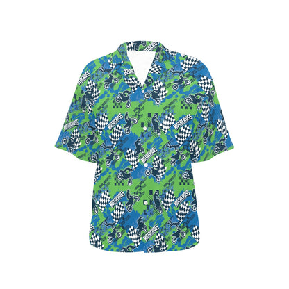 Motocross Pattern Print Design 04 Women's Hawaiian Shirt