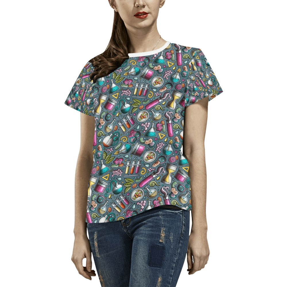 Science Print Design LKS304 Women's  T-shirt