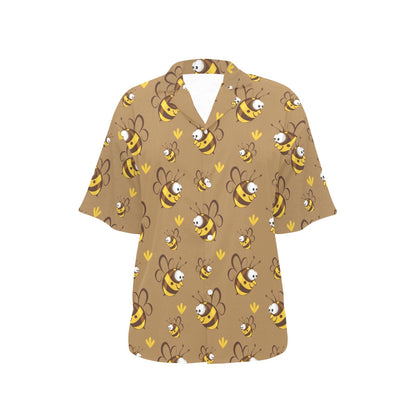Bee Pattern Print Design BEE09 Women's Hawaiian Shirt