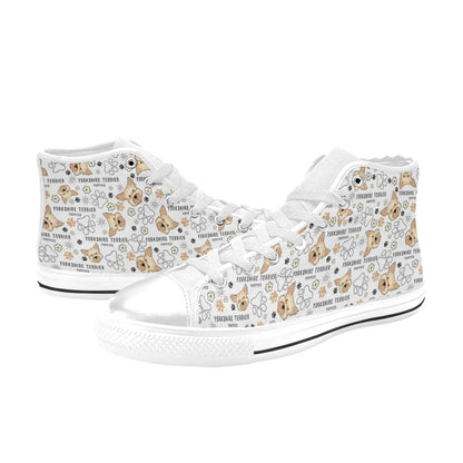 Yorkshire Terriers Print Design LKS308 High Top Women's White Shoes