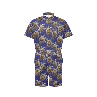 Sea Turtle Pattern Print Design T05 Men's Romper