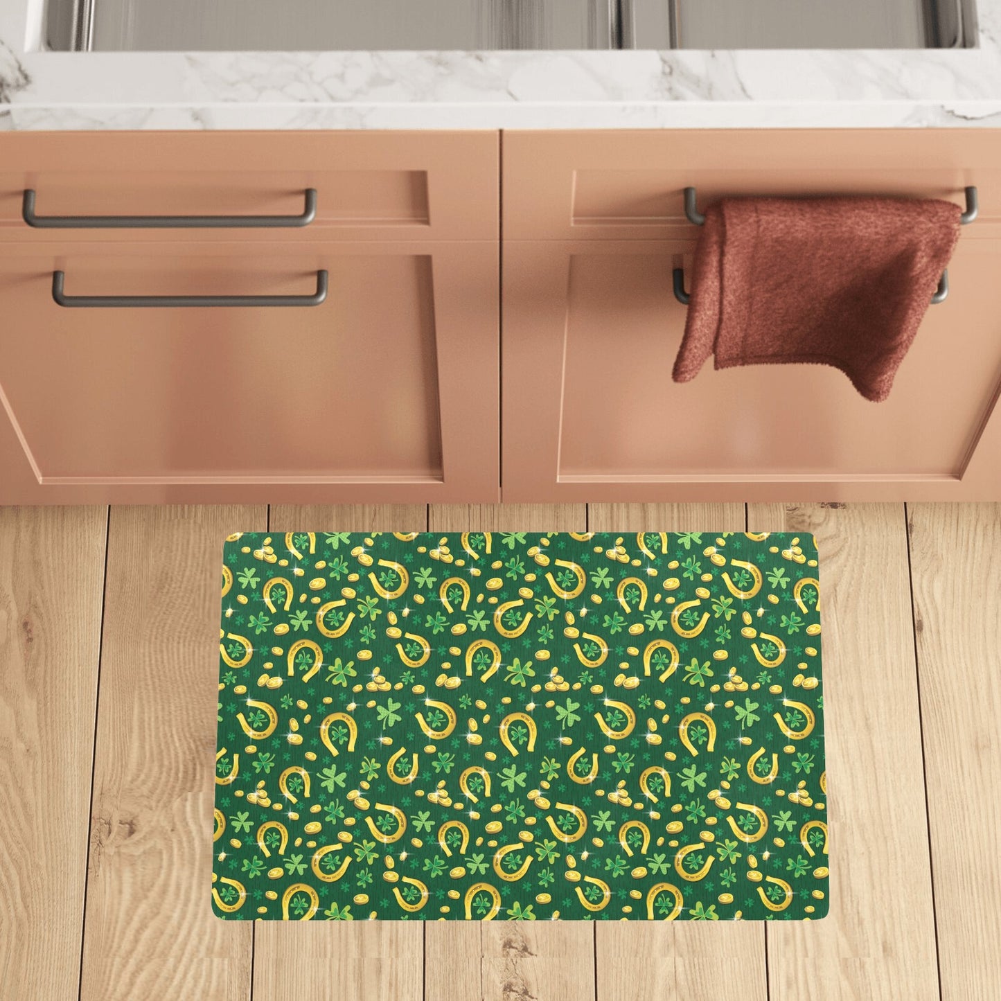 Shamrock Horse Shoes Saint Patrick's Day Print Design LKS307 Kitchen Mat