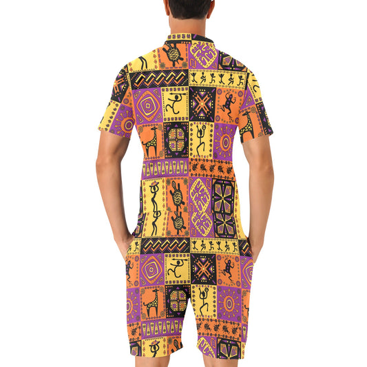 African Pattern Print Design 02 Men's Romper