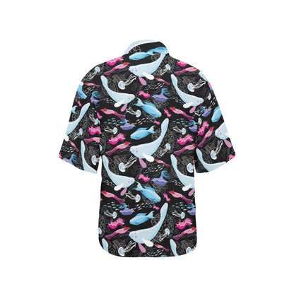 Manatee Pattern Print Design 02 Women's Hawaiian Shirt