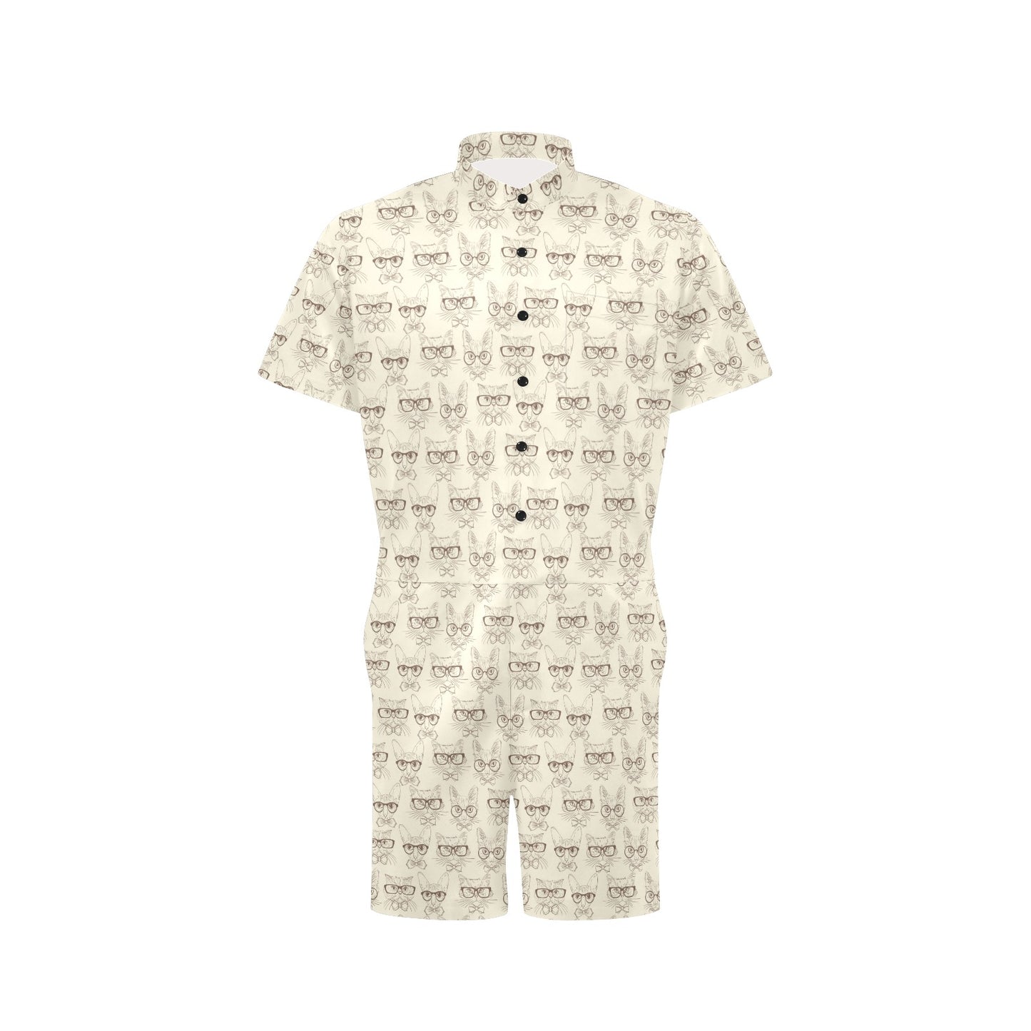 Cat Pattern Print Design 02 Men's Romper
