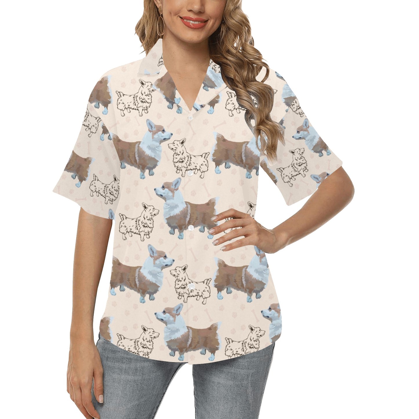 Pembroke Welsh Corgis Pattern Print Design A03 Women's Hawaiian Shirt