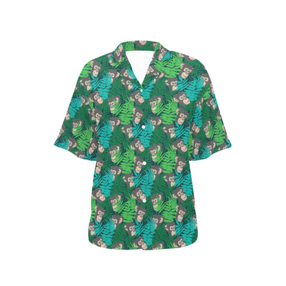 Chimpanzee Pattern Print Design 01 Women's Hawaiian Shirt