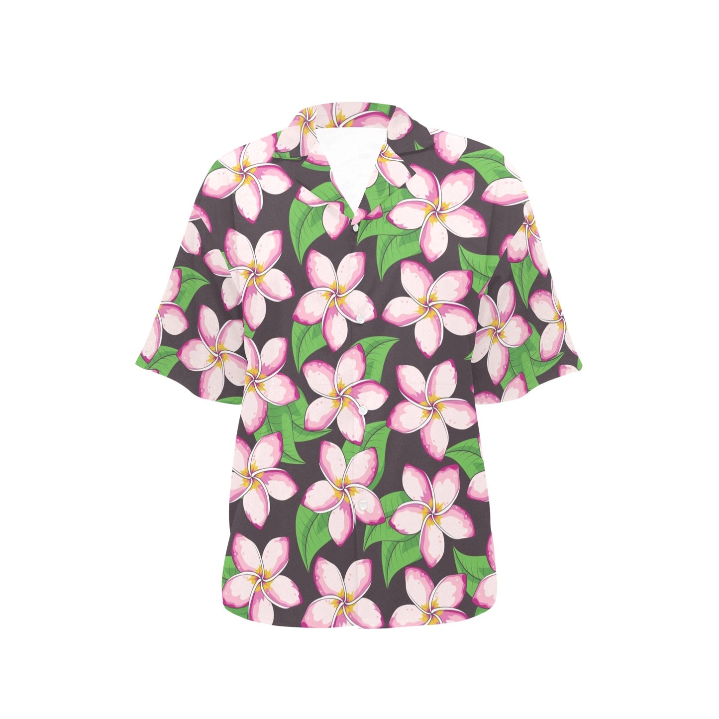 Pink Plumeria Pattern Print Design PM019 Women's Hawaiian Shirt