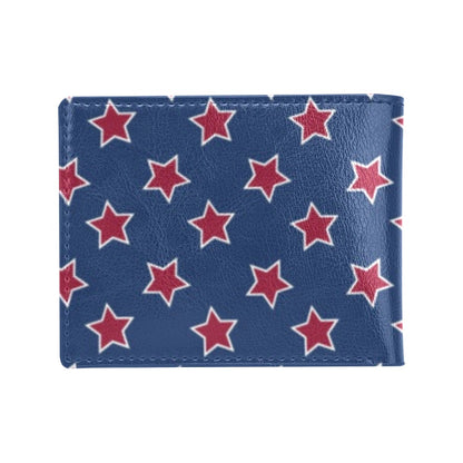 Star Red Blue Print Design LKS301 Men's ID Card Wallet