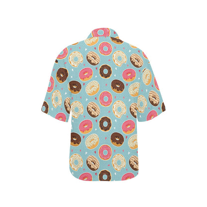 Donut Pattern Print Design DN04 Women's Hawaiian Shirt