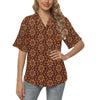 Agricultural Brown Wheat Print Pattern Women's Hawaiian Shirt