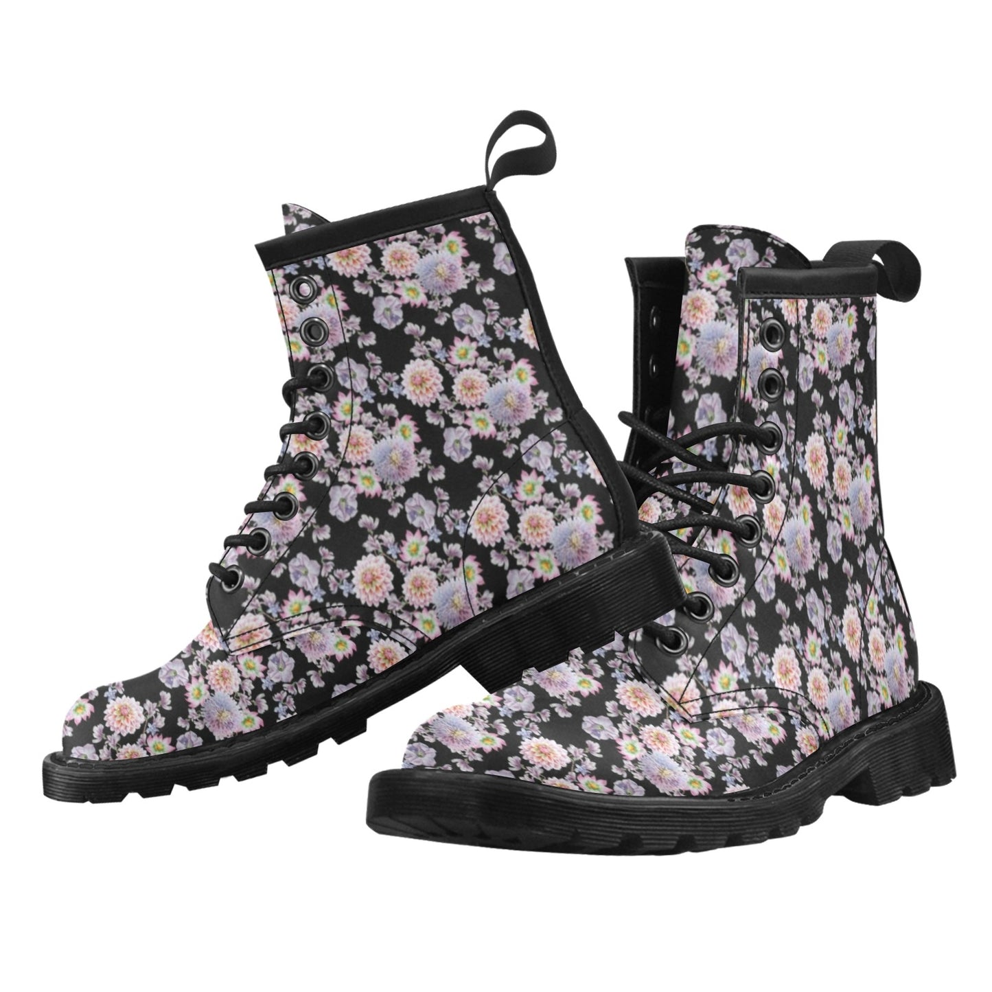 Dahlia Pattern Print Design DH012 Women's Boots