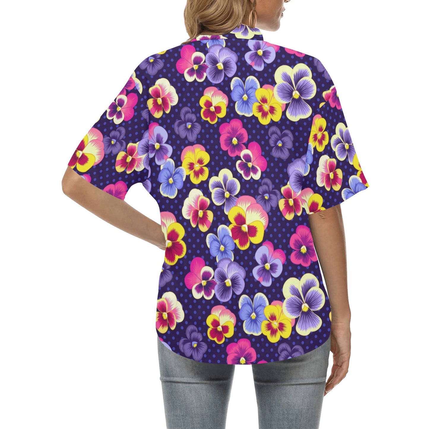 Pansy Pattern Print Design PS04 Women's Hawaiian Shirt