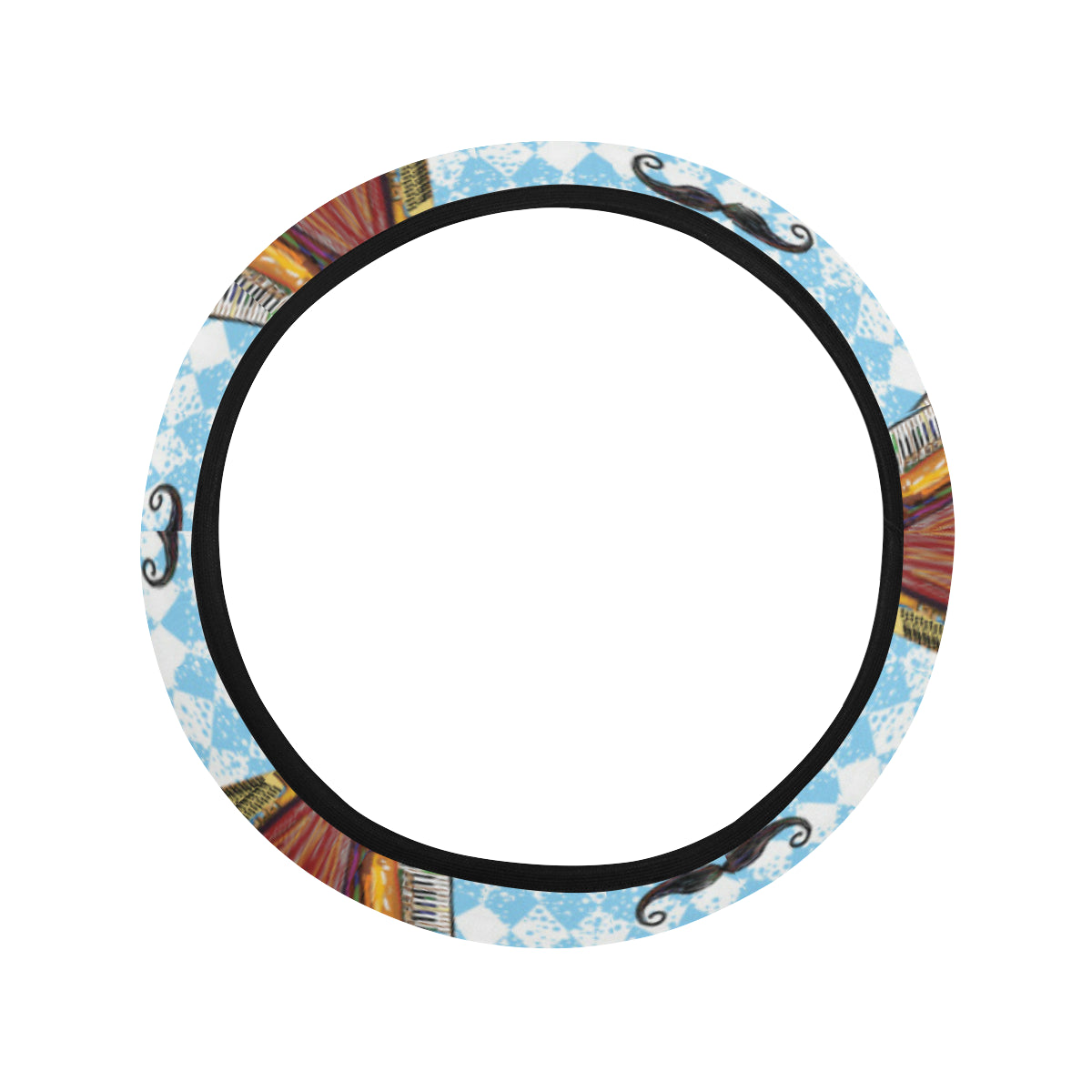 Accordion Mustache Pattern Print Design 01 Steering Wheel Cover with Elastic Edge