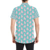 Alpaca Cartoon Design Themed Print Men's Short Sleeve Button Up Shirt