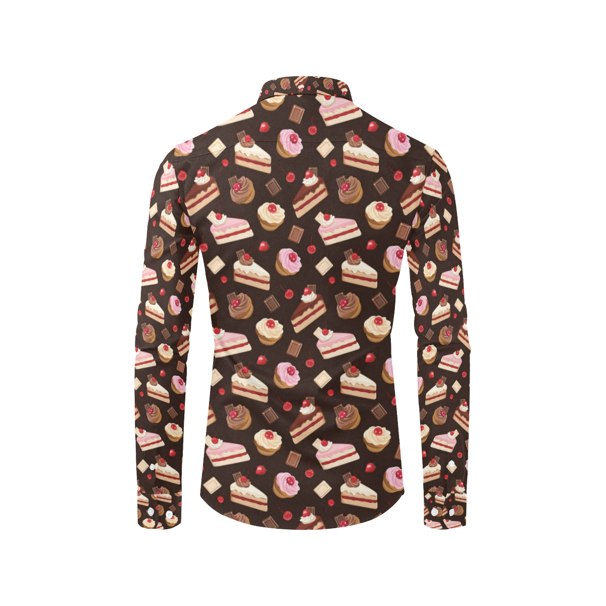 Cake Pattern Print Design 04 Men's Long Sleeve Shirt