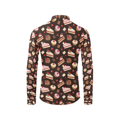 Cake Pattern Print Design 04 Men's Long Sleeve Shirt