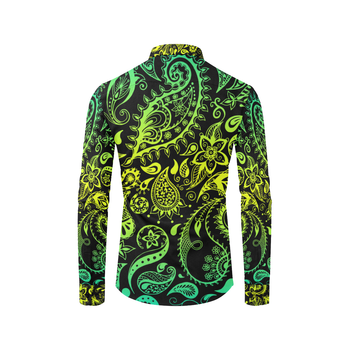 Paisley Green Design Print Men's Long Sleeve Shirt