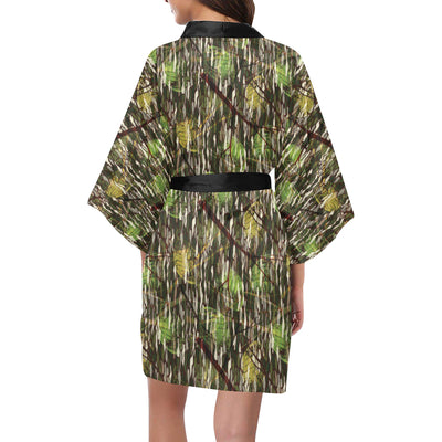 Camouflage Realtree Pattern Print Design 02 Women's Short Kimono