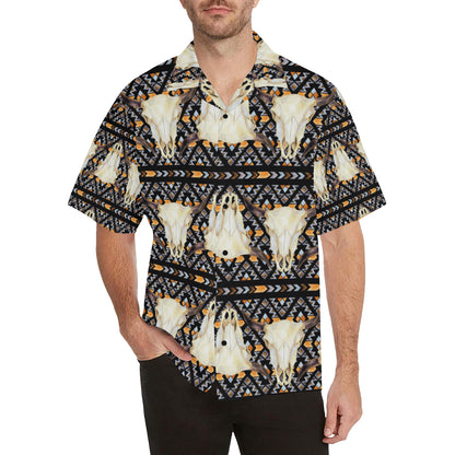 Buffalo Head Pattern Print Design 03 Men's Hawaiian Shirt