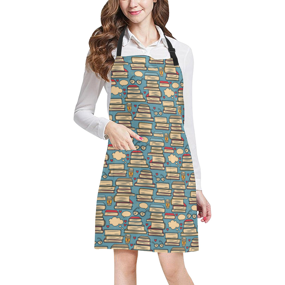 Book Pattern Print Design 03 Apron with Pocket