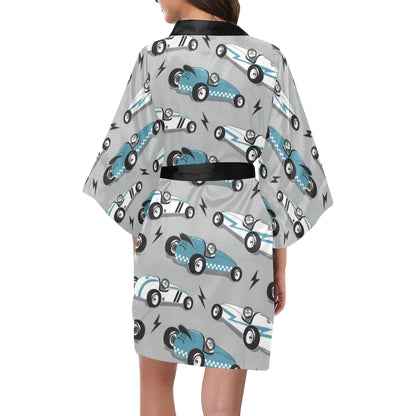 Racing Vintage Pattern Print Design A02 Women's Short Kimono