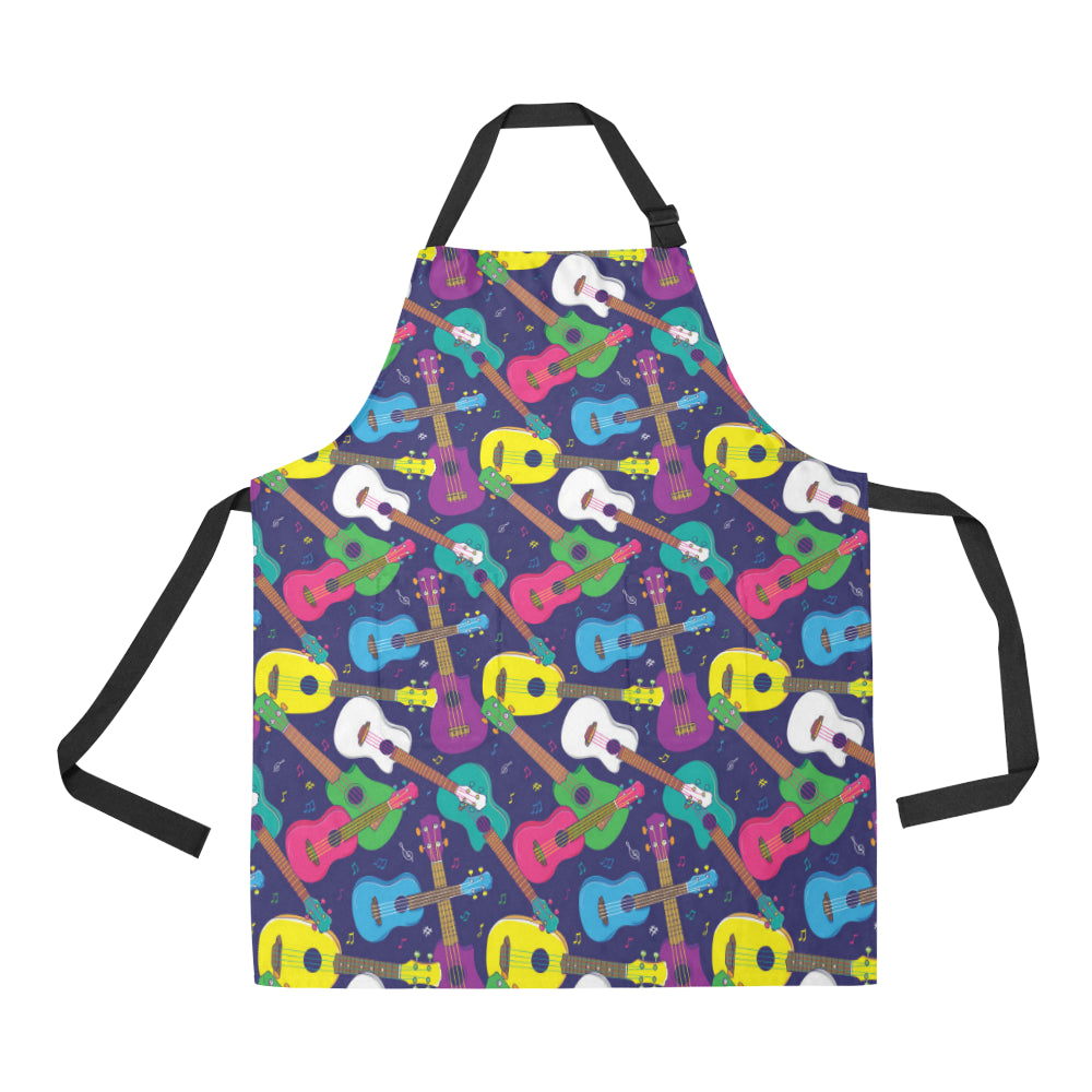 Ukulele Pattern Print Design 02 Apron with Pocket