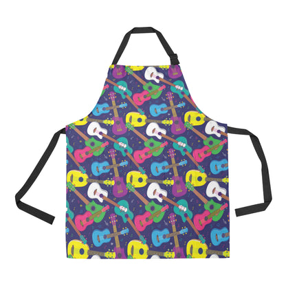 Ukulele Pattern Print Design 02 Apron with Pocket