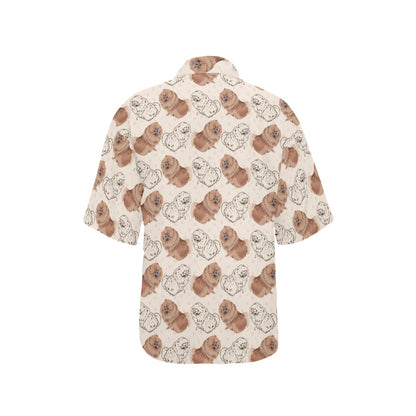 Pomeranians Pattern Print Design A01 Women's Hawaiian Shirt