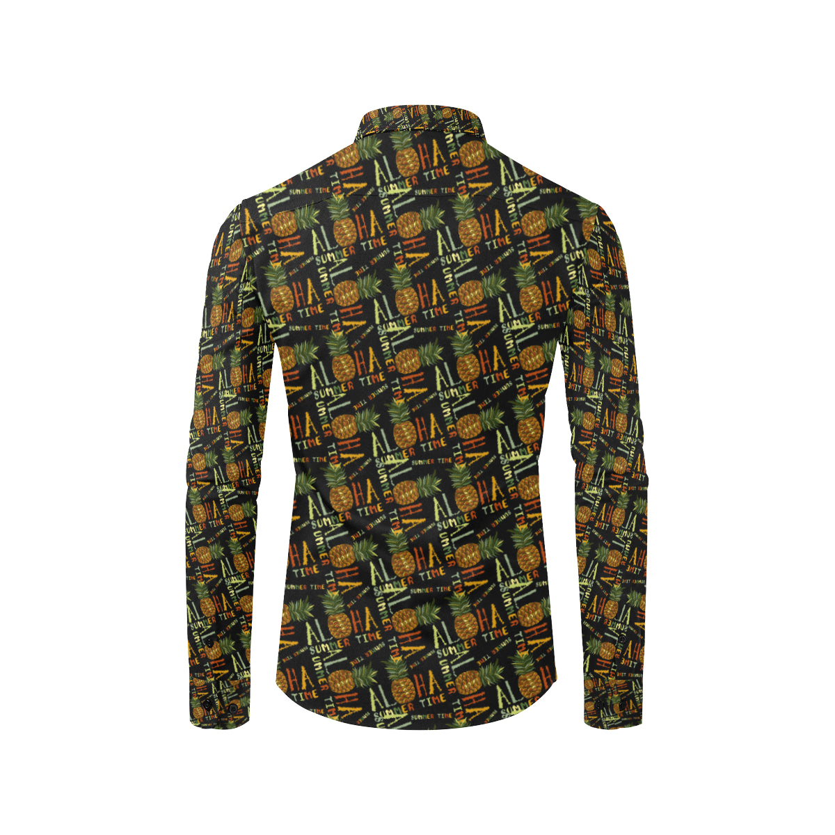 Aloha Hawaii Time Design Themed Print Men's Long Sleeve Shirt
