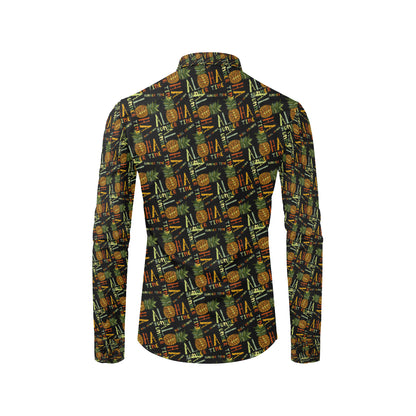 Aloha Hawaii Time Design Themed Print Men's Long Sleeve Shirt