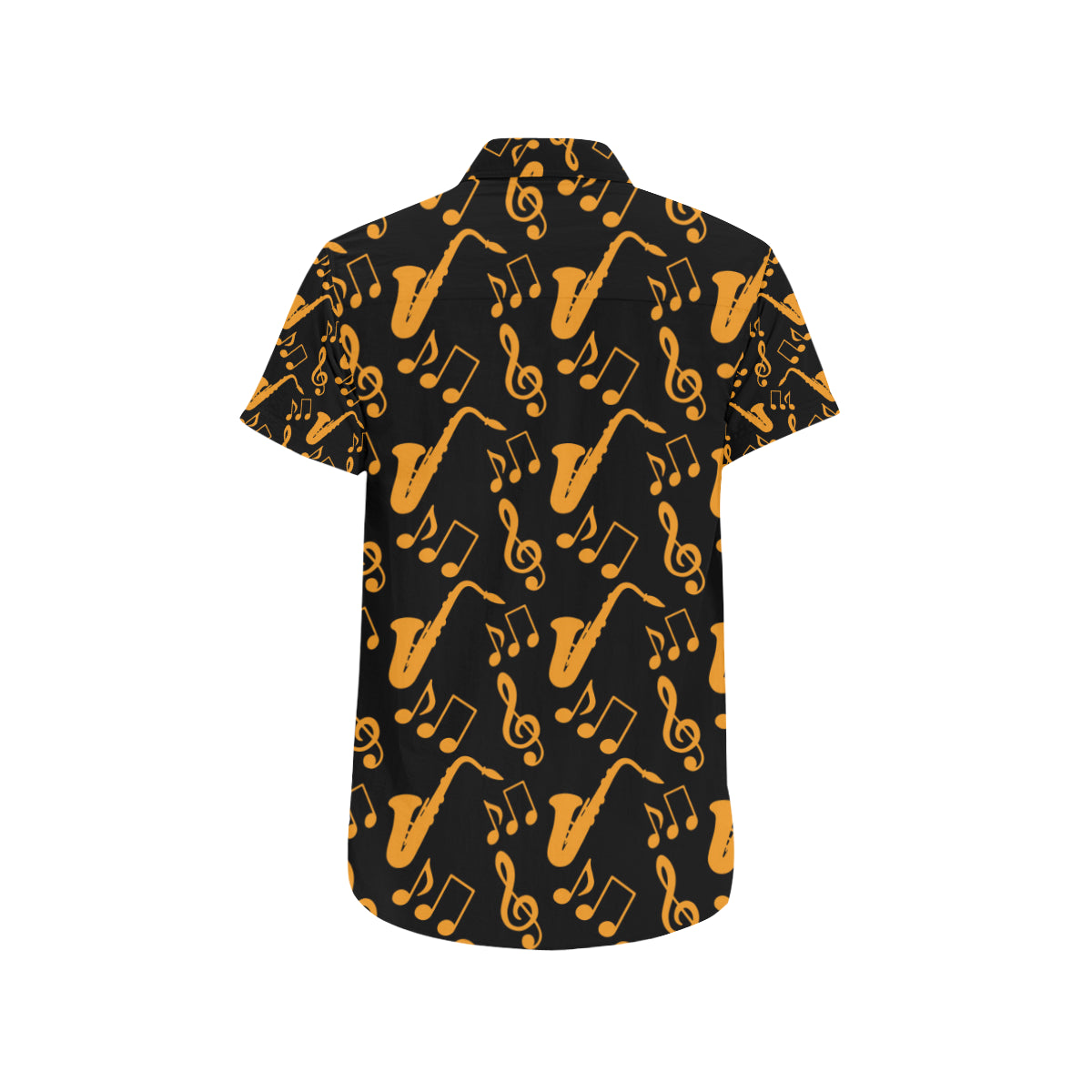Saxophone Pattern Print Design 02 Men's Short Sleeve Button Up Shirt