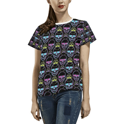 Skull 3D Colorful Print Design LKS309 Women's  T-shirt