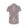 Cherry Blossom Pattern Print Design CB05 Men's Short Sleeve Button Up Shirt