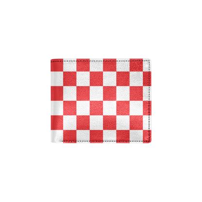 Checkered Red Pattern Print Design 04 Men's ID Card Wallet