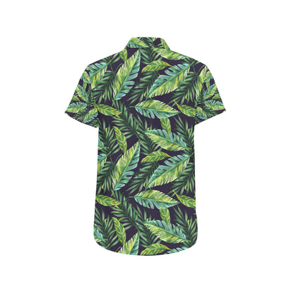 Tropical Flower Pattern Print Design TF06 Men's Short Sleeve Button Up Shirt