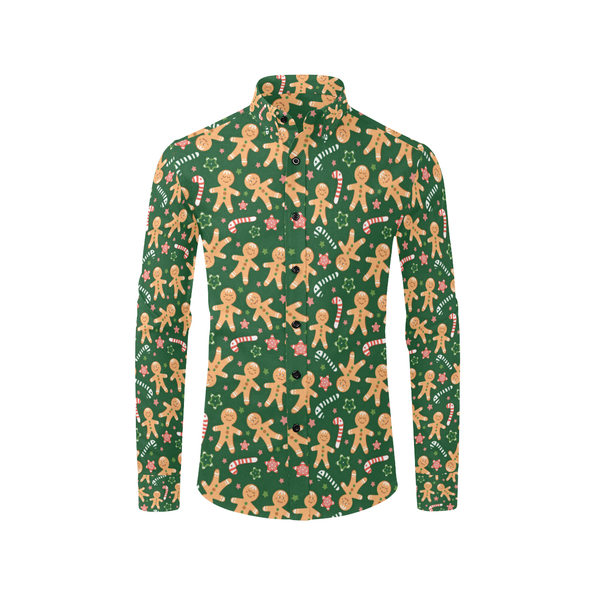 Gingerbread Pattern Print Design 04 Men's Long Sleeve Shirt