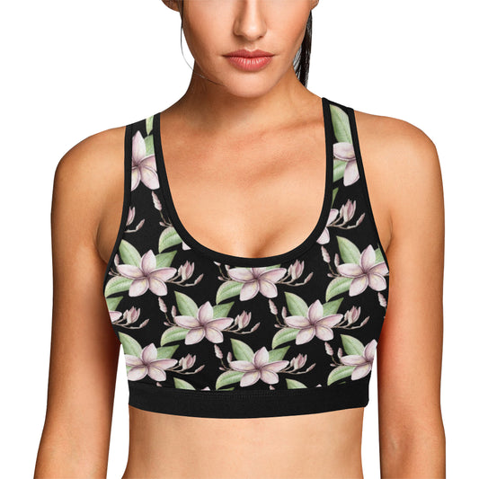 Plumeria Pattern Print Design PM02 Sports Bra