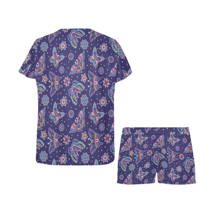 Butterfly Print Design LKS303 Women's Short Pajama Set