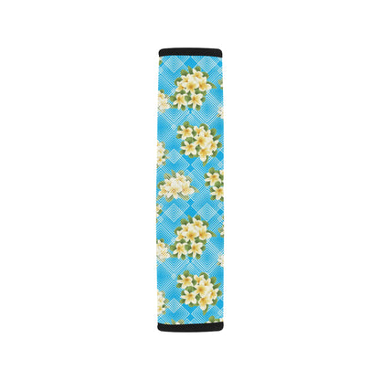 Yellow Plumeria Design Print Pattern Car Seat Belt Cover