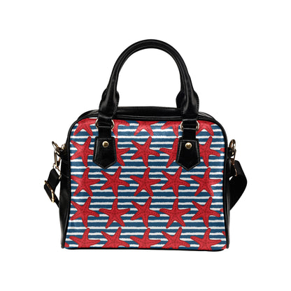 Starfish Red Pattern Print Design 02 Shoulder Handbag